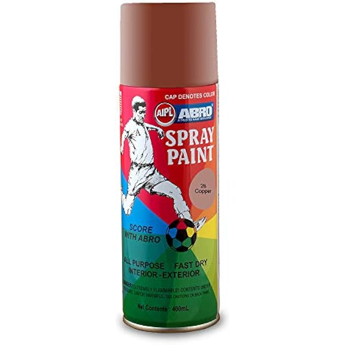 Abro SP-028-301 MULTIPURPOSE COLOUR SPRAY PAINT CAN (400ML, COPPER) DIY QUICK DRYING FOR METAL, WOOD, WALLS, AUTOMOTIVE CARS AND BIKES - Image 1